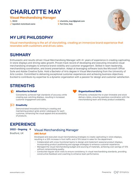 Visual Merchandising Manager Resume