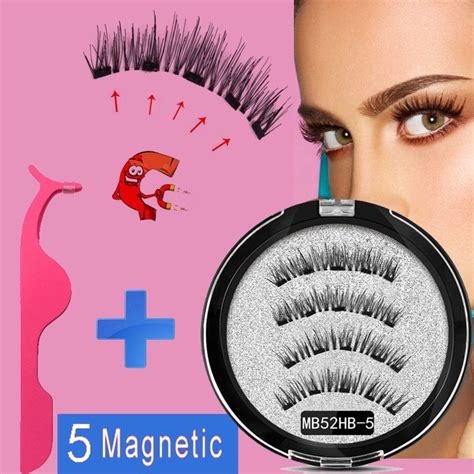 5 Magnets Magnetic Eyelashes With Mink Eyelash Natural Long False Eye