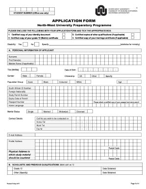 Nwu Application Form Printable Forms Free Online