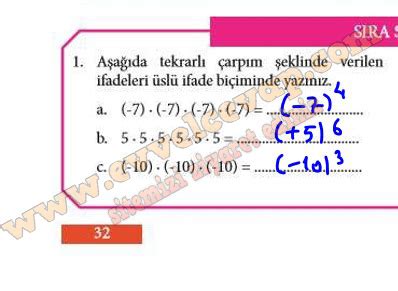 Aşağıda tekrarlı çarpım şeklinde verilen ifadeleri üslü ifade biçiminde