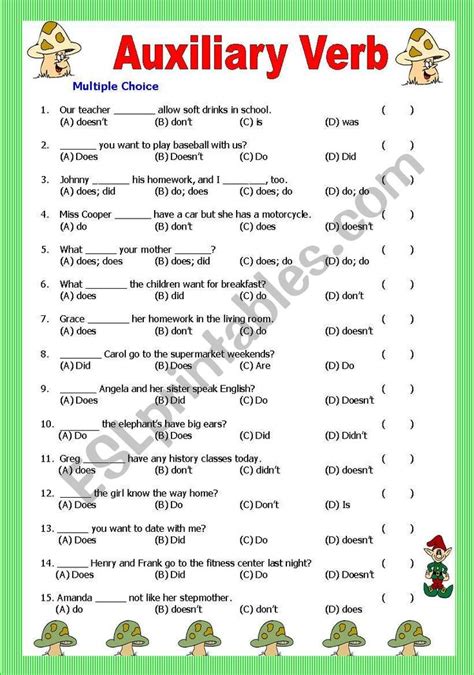 Auxiliary Verb Revision With Answers Esl Worksheet By Shusu Euphe