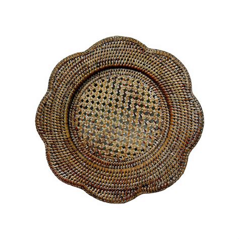 Rattan Scalloped Round Charger Plate In Natural Over The Moon