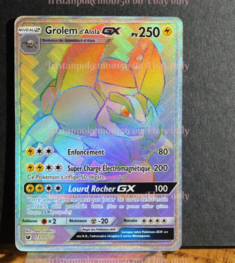 CARTE POKÉMON GROLEM d Alola GX 250 PV 113 111 SL4 Invasion Carmin