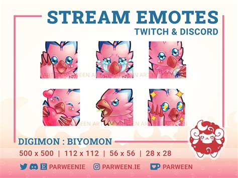 Digimon Adventure Biyomon Emote Set Twitch Discord Etsy UK