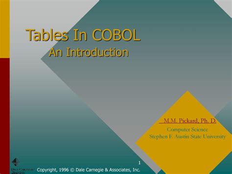 Tables In Cobol An Introduction Ppt Download