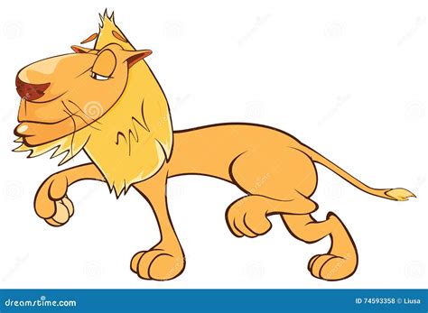 Illustration Of A Funny Yellow Lion Cartoon Character Stock Vector