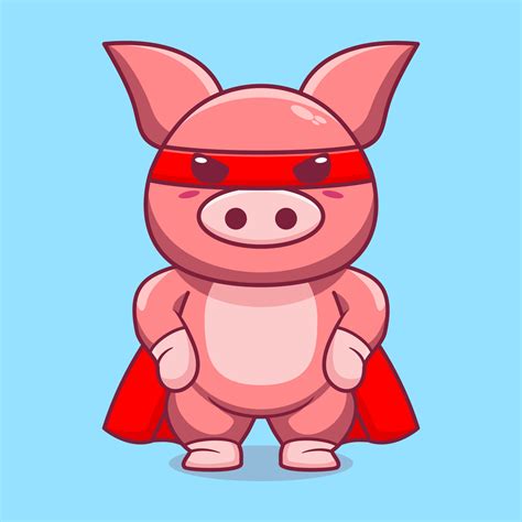 Vector cute pig super hero cartoon vector icon illustration 24382801 ...