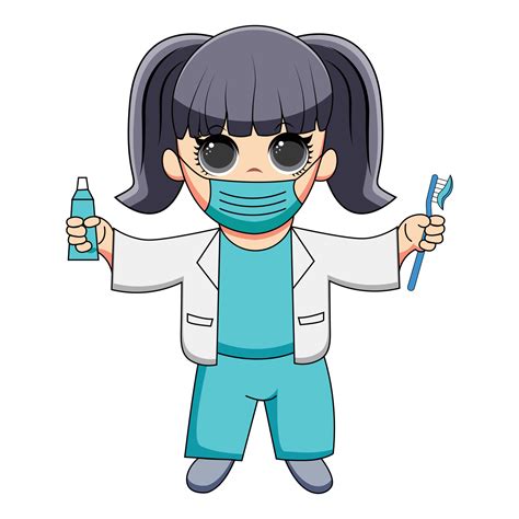 Cute Dentist Cartoon Vector Icon Illustration People Health Icon