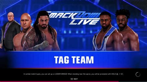 WWE 2K20 TAG TEAM MATCH ROMAN REINGS AND THE ROCK VS TEAM THE NEW DAY