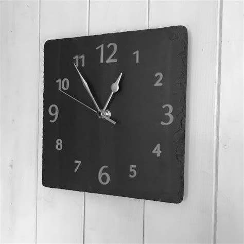 30cm Slate Clock Slate And Oak Designed For Wall Mounting