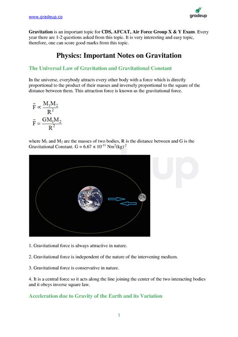 Gravitation - Lecture notes - Gravitation is an important topic for CDS ...