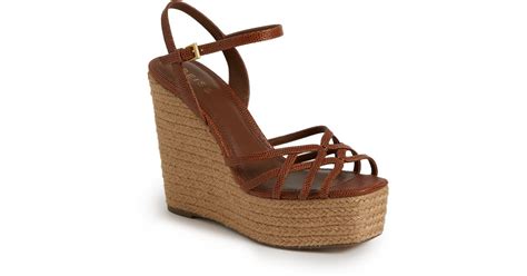 Reiss Elle Espadrille Platform Wedge Sandal In Brown Lyst