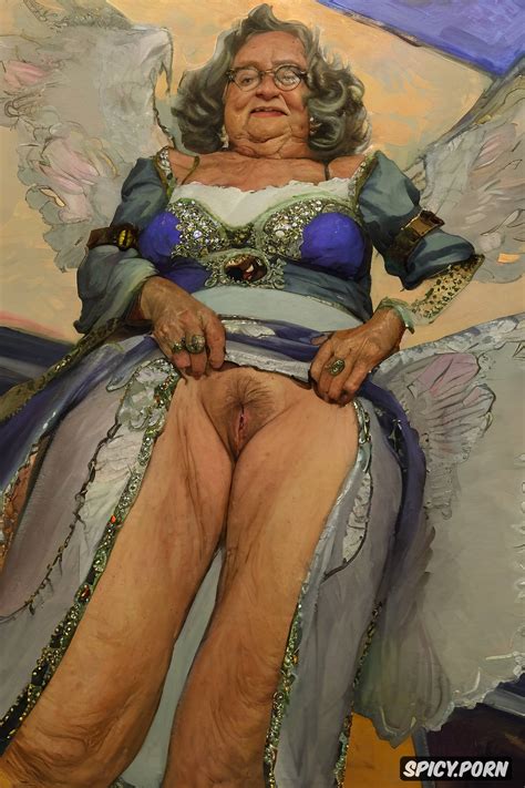 Image Of The Very Old Fat Grandmother Queen Skirt Has Nude Pussy Under