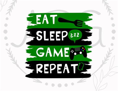 Eat Sleep Game Repeat Svg Gaming Svg Etsy