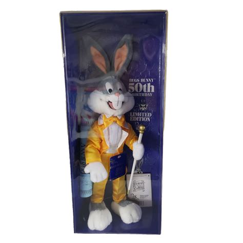 Vintage 1990 The 24K Co Bugs Bunny Plush Doll 50th Birthday Limited