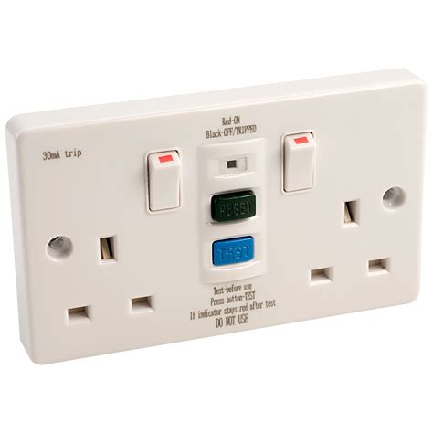 Europa Components RCD13ASS 13A Double Switch Socket RCD Plastic | Rapid Electronics