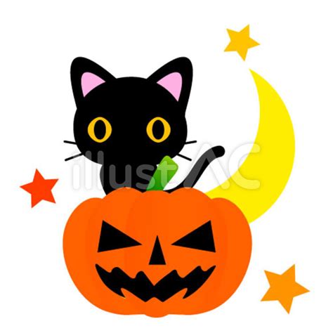 ハロウィン・黒猫・かぼちゃランタンイラスト No 572439／無料イラスト フリー素材なら「イラストac」