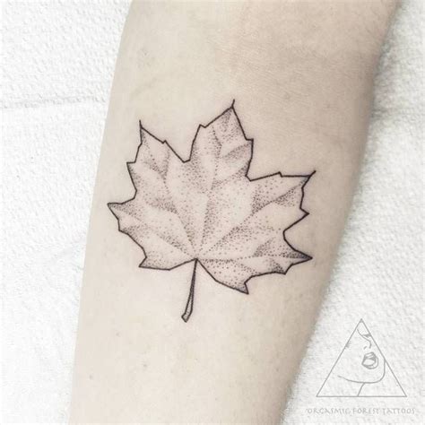 Dotwork Style Outline Maple Leaf Hand Tattoos Large Tattoos Flower