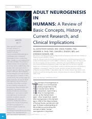 Adult Neurogenesis In Adults 1 Pdf REVI ABSTR AC T ADULT NEUROGENESIS