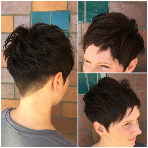 Brunette Pixie With Blunt Edges And Textured Top Fringe The Latest Hairstyles For Men And