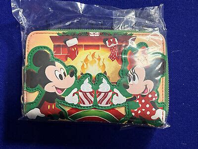 Loungefly Disney Mickey Minnie Hot Cocoa Fireplace Ziparound Wallet NEW