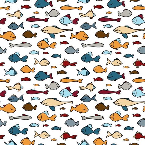 Patrón de peces sin costura vectorial coloridos peces divertidos