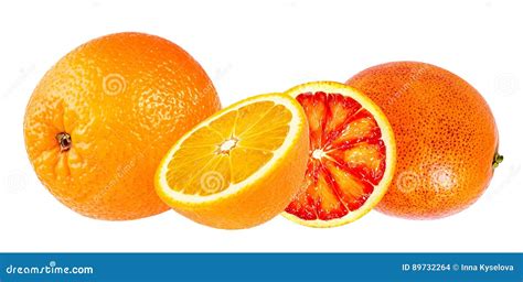 Orange Fruit And Red Orange Fruit Isolated On White Stock Photo Image