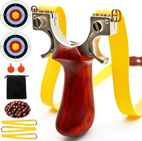 Professional Hunting Slingshot Set Stainless Steel Wooden Handle