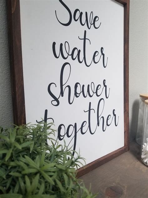 Save Water Shower Together Wood Sign Bathroom Wall Decor Etsy