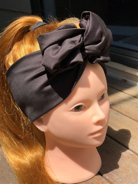 Black Wire Head Wrap Headband Headwrap Dolly Bow Wired Etsy