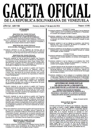 Gaceta Oficial Venezuela 42881 17 05 2024 Gaceta Oficial De