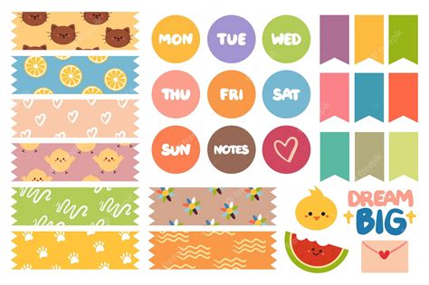 Premium Vector Cute Planner Sticker Set For Journal Diary Student Book