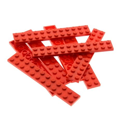 8 X Lego System Leiste Basic Bau Platte Stein Rot 2x12 Set Star Wars 7143 7939 60097 7637 10248