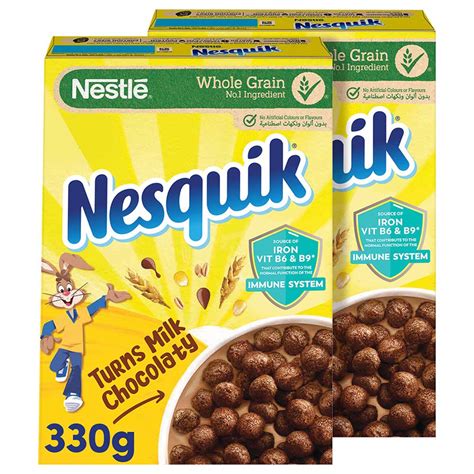 Nestle - Nesquik Chocolate Breakfast Cereal Pack 330g - Pack of 2