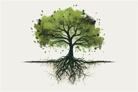 Tree With Roots Vector Illustration Design Premium Ai Generated Vector