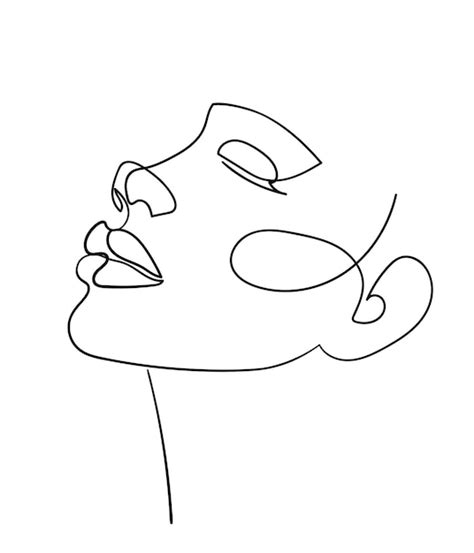 Premium Vector One Line Drawing Face Abstract Woman Portrait Modern