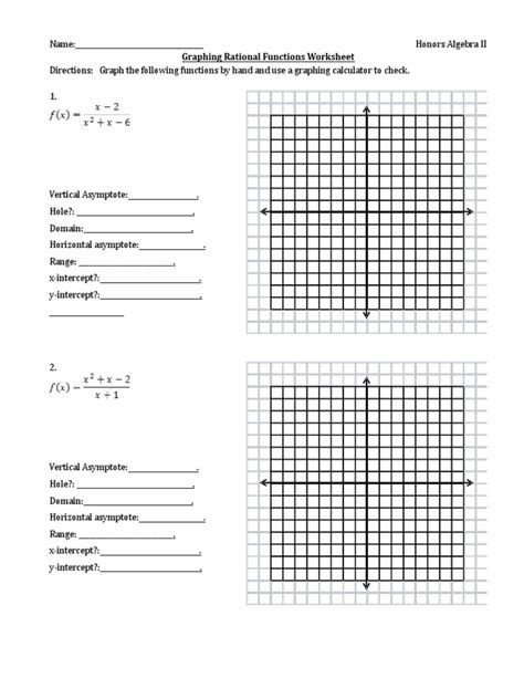 Fillable Online Practice Worksheet Rational Functions Fax Email