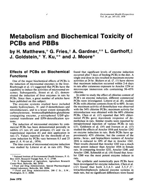 (PDF) Metabolism and Biochemical Toxicity of PCBs and PBBs