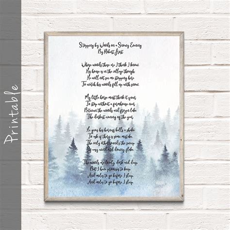 Stopping By Woods On A Snowy Evening Printable Robert Frost Etsy