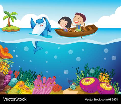 Cartoon tropical scene Royalty Free Vector Image