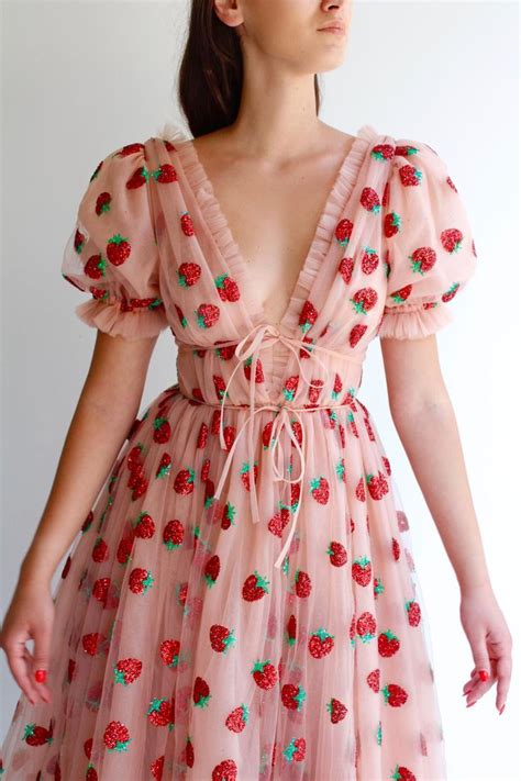 Strawberry Midi Dress Maxi Dress With Sleeves Short Sleeve Maxi