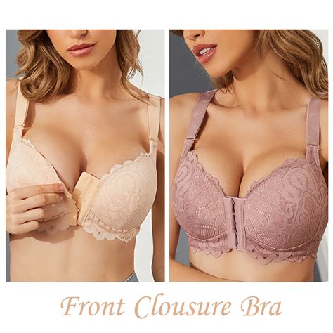 Front Closure Push Up Bra Wireless Plus Size Brassiere Sexy Lace Lingerie Female Full Cup