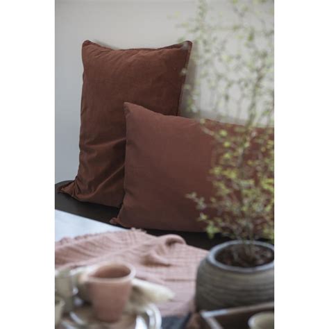 Ib Laursen Housse Coussin Rectangulaire Velours Rouille 50 X 70 Cm