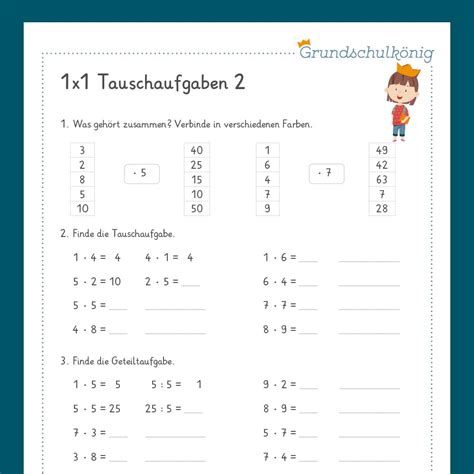 Königspaket Tauschaufgaben Im 1x1 Mathe 2 Klasse Grundschulkönig Gmbh