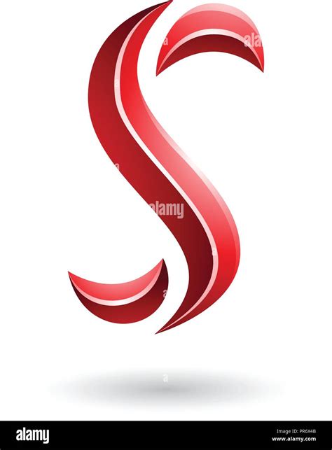 Ilustración vectorial de rojo brillante con forma de serpiente Letra S