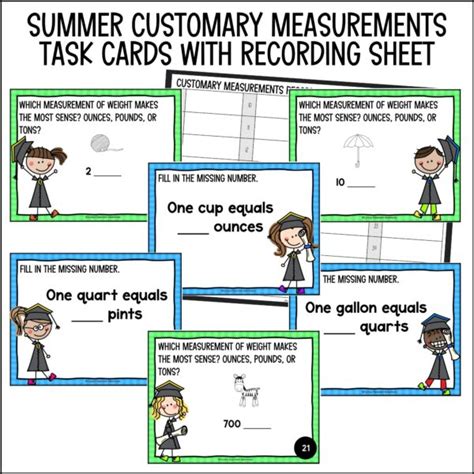 End Of Year Customary Measurements Task Cards Curious Classroom