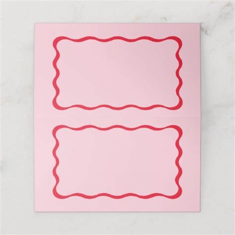 Retro Pink And Red Squiggle Wavy Name Place Cards Zazzle