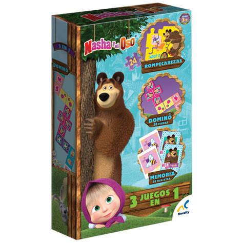 JUEGO DE MESA NOVELTY 3 EN 1 MASHA Y EL OSO