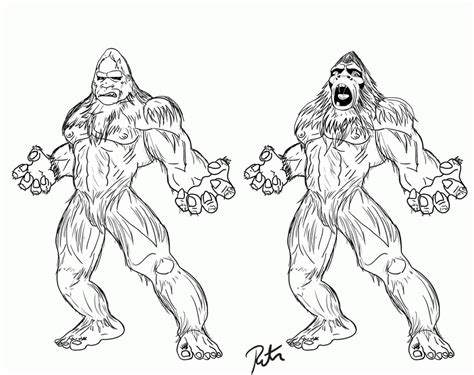 Bigfoot Sasquatch Coloring Pages Sketch Coloring Page