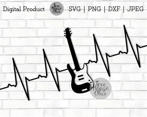 Guitar Heartbeat Svgdxfpngjpeg Guitar Svg Musician Cut File Guitar